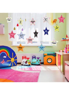 Chinco 72 Pcs 5.9" Star Cutouts Paper For Bulletin Board Decorations Glitter Star Cutouts Positive Sayings Star Confetti Cutouts For Bulletin Board Classroom Wall Diy Craft Kids Back To School Party Decor  - Image 4