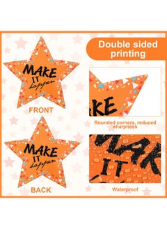 Chinco 72 Pcs 5.9" Star Cutouts Paper For Bulletin Board Decorations Glitter Star Cutouts Positive Sayings Star Confetti Cutouts For Bulletin Board Classroom Wall Diy Craft Kids Back To School Party Decor  - Image 3