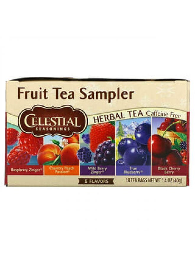 CELESTIAL SEASONINGS Celestial Seasonings, عينات شاي الفواكه، شاي الأعشاب، خالي من الكافيين، 5 نكهات، 18 كيس شاي، 1.4 أونصة (40 جم)  - Image 3