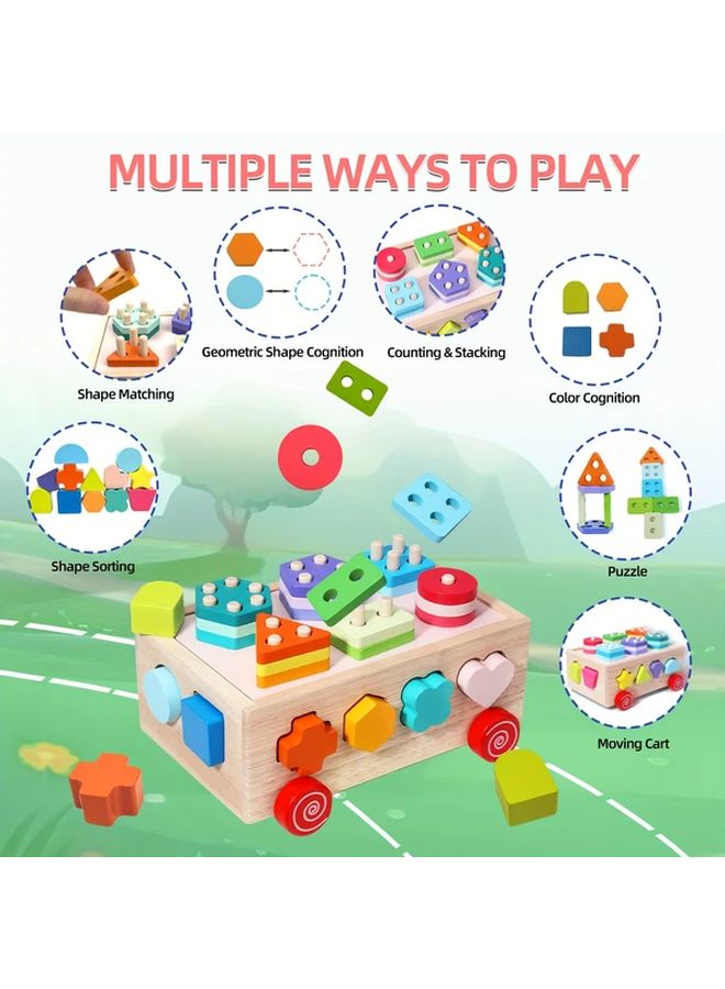 EDUTREE سيارة لعبة فرز الأشكال الخشبية JHTOY 550 مكعبات بناء تعليمية للأطفال الصغار - Image 5