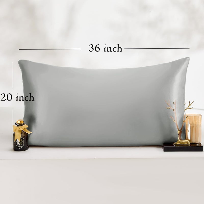 Vielit King Satin Pillowcase for Hair 2pc,Similar to Silk Pillow Cases,Easier Care Than Silk Pillowcase Gifts for Women Men,Silver Grey,20x36 & Envelope Closure and 2 Satin Scrunchies - Image 5