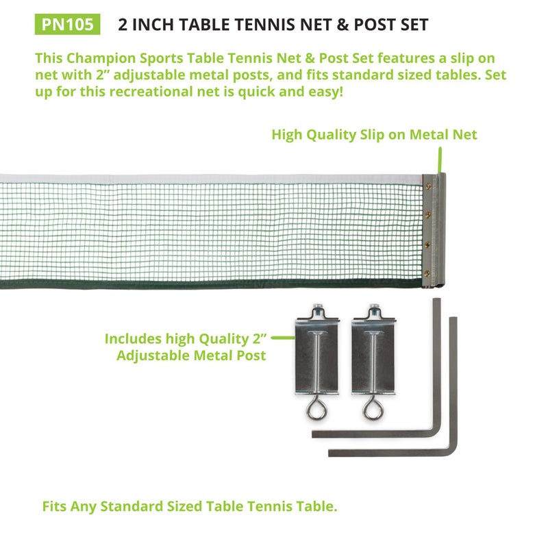 Champion Sports Table Tennis Net & Post Set, 2" - Image 3