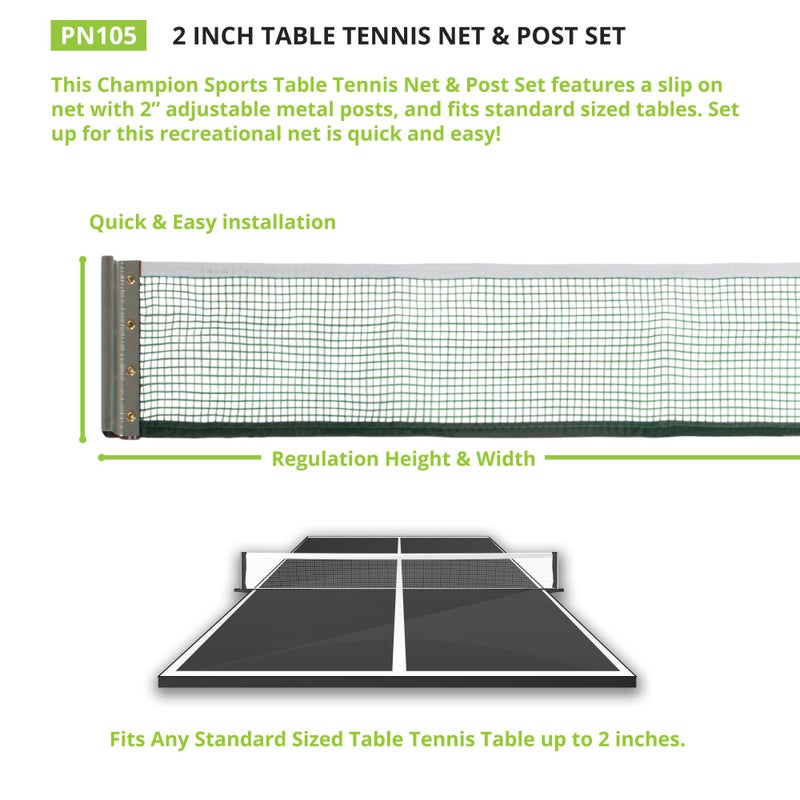 Champion Sports Table Tennis Net & Post Set, 2" - Image 4