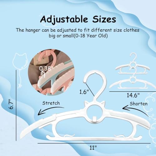 Funamily Baby Hangers for Nursery Closet,40 Pack Infant Hangers Extendable and Non-Slip for Newborn Toddler Kids Clothes,11"-14.6" Adjustable Children Coat Pant Hanger for Girl Boy Nursery Must Have (White) - Image 3