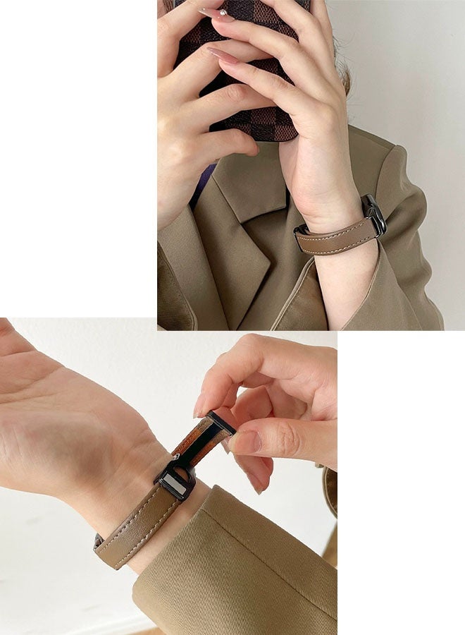 Happy D Magnetic clasp leather strap, compatible with Xiaomi Band 10/Band 9/Band 8, magnetic clasp quick release, unisex soft adjustable strap. - Image 4