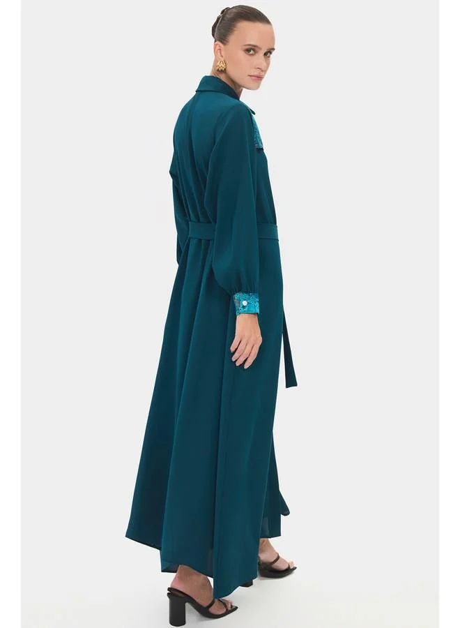 JUNE Belted Maxi Dress