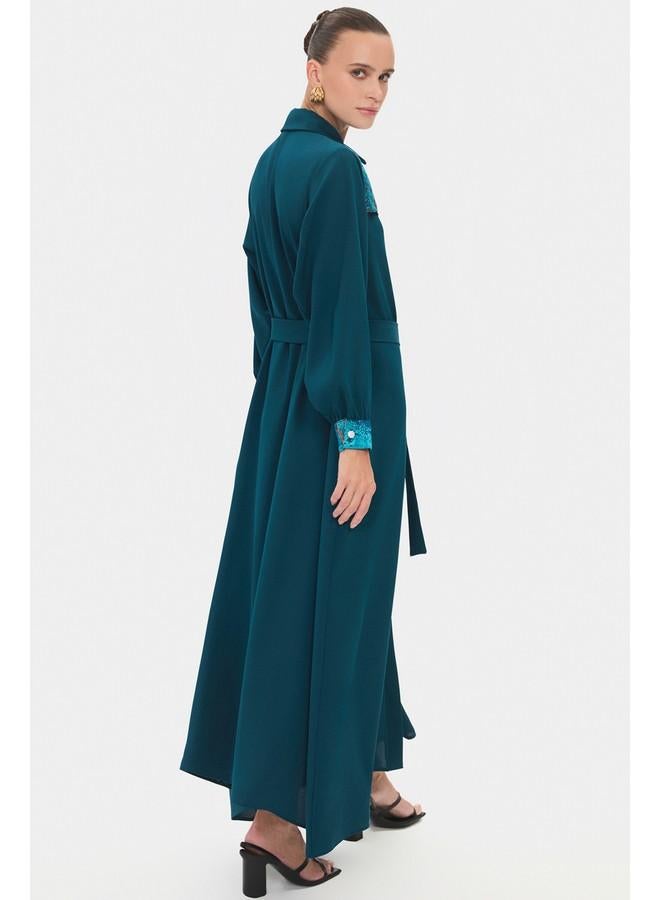 جون فستان ماكسي بحزام - Image 5