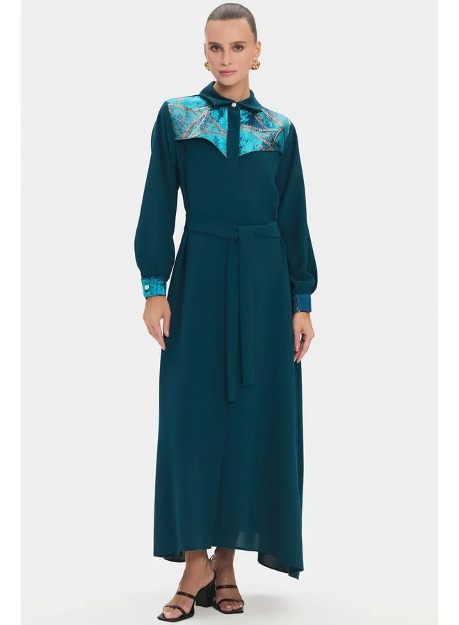 JUNE Belted Maxi Dress
