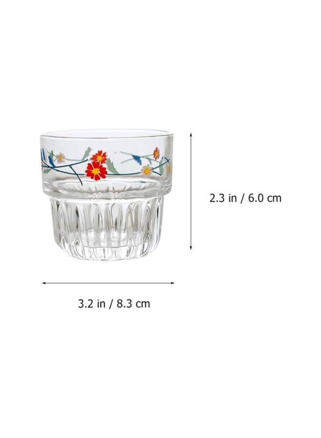 Beauenty 4PCS Daisy Glass Cup Vintage Drinking Glass Clear Mugs Creative Coffee Glasses Beer Cups Tea Mug Water Cup for Tea Cappuccino Latte Milk Juice  - Image 4
