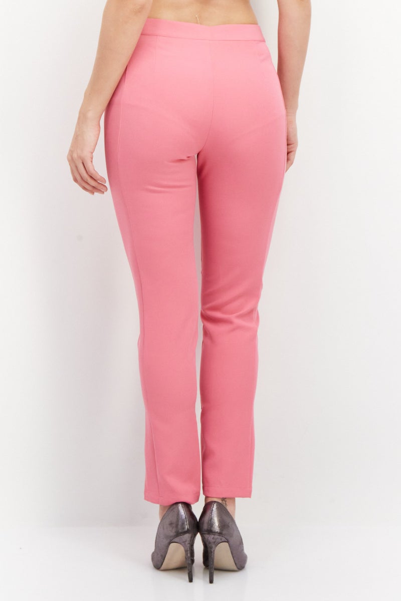 Unique21 Women Regular Fit Plain Straight Leg Pants, Pink - Image 4