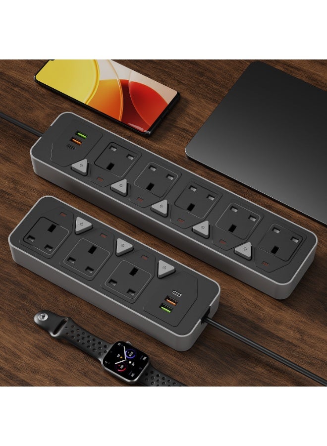 MORTICO Power Strip,  Surge Protector with 3 Outlets and 3 USB Ports, 10 Feet Extension Cord (2100W), Black - Image 2