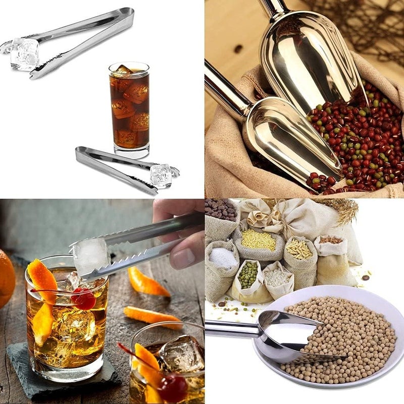 ويوبلز ٥ مغارف حلوى / ٥ ملاقط ثلج، طقم مغارف حلوى من الفولاذ المقاوم للصدأ، مناسب لحفلات الزفاف وأعياد الميلاد والذكرى السنوية، مثالي للمطبخ والبار لتقديم الحلوى المثلجة والحلويات والآيس كريم والقهوة (٥ مغارف). - Image 5