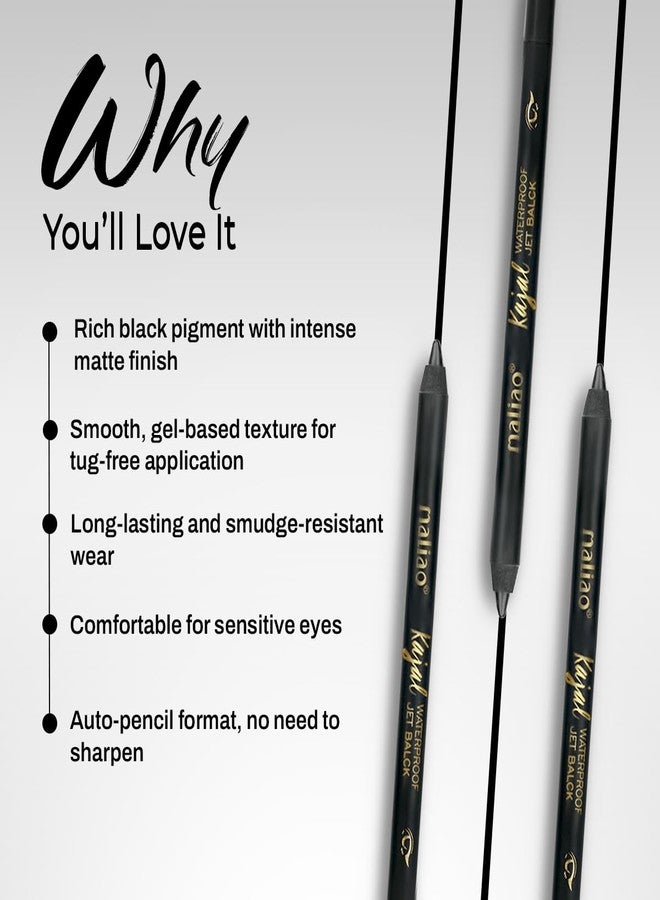Maliao Waterproof Jet Black Kajal | Smudge-Proof | Creamy & Smooth Application | Long-Lasting Formula | Intense Bold Color | Ideal for Sensitive Eyes,1.2g - Image 3