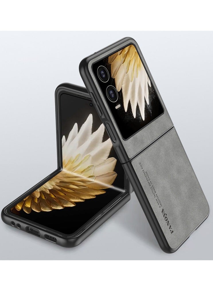 غطاء متوافق مع تكنو فانتوم في فليب 2 5G - جلد PU فاخر بنسيج سيليكون واقي، غلاف حماية متين - Image 1