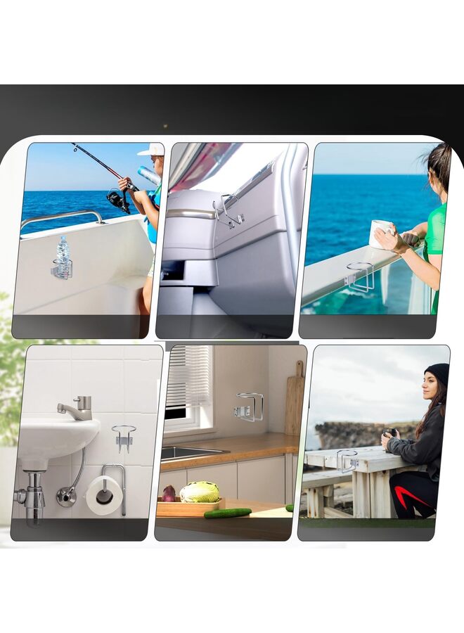 LAMAY 4 pcs Boat Cup Holder,Stainless Steel Universal Drink Holders,Stainless Steel Ring Cup Holders,Suitable for Boat,Truck,RV,Tractor,Outdoor Wooden Swing - Image 4