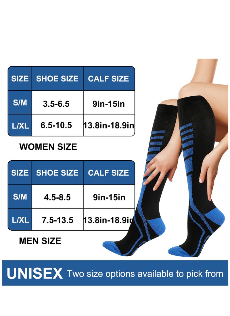 KASTWAVE - Compression Socks for Women Men, 6 Pairs Knee High Compression Stockings for Men Women, 15-20mmHg Copper Graduated Pressure Socks for Nurses Flying Travel Pregnancy - Image 1