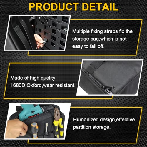 MSIZOY Rear Tailgate Molle Storage Panel Cargo Shelf With Tailgate Organizer Storage Pouch Bags Compatible With For Ford Bronco Accessories 2021 2022 2023 2024 2025 2/4 Door Tailgate Tactical Panel - Image 4