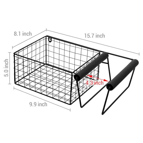 MyGift Hanging Metal Tennis Racquet and Tennis Ball Storage Basket Rack, Wall Mounted Racket Holder - Image 5