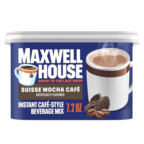 Maxwell House Instant CafeStyle Beverage Mix Easy to Prepare 1 Canister for Quick Morning Coffee or Afternoon Treat Suisse Mocha Cafe Kosher Dairy 72 oz - Image 1