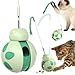 Monotre Cat Treat Interactive Toy Indoor Puzzle Slow Feeding Mental Stimulation Sliding Rolling Cat Toy Ball with Cat Teaser Cat Treat Dispenser Toy for Large Medium and Small Cats Green ladybug - Image 3