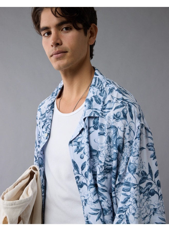 American Eagle AE Printed Button-Up Poolside Shirt  - Image 5