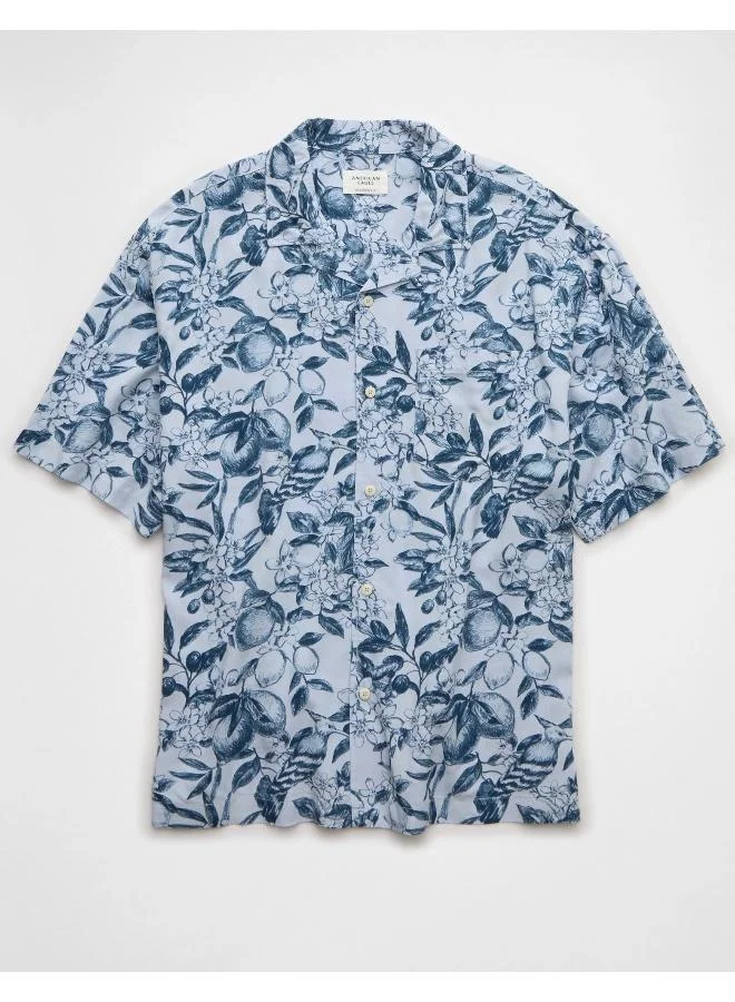 American Eagle AE Printed Button-Up Poolside Shirt