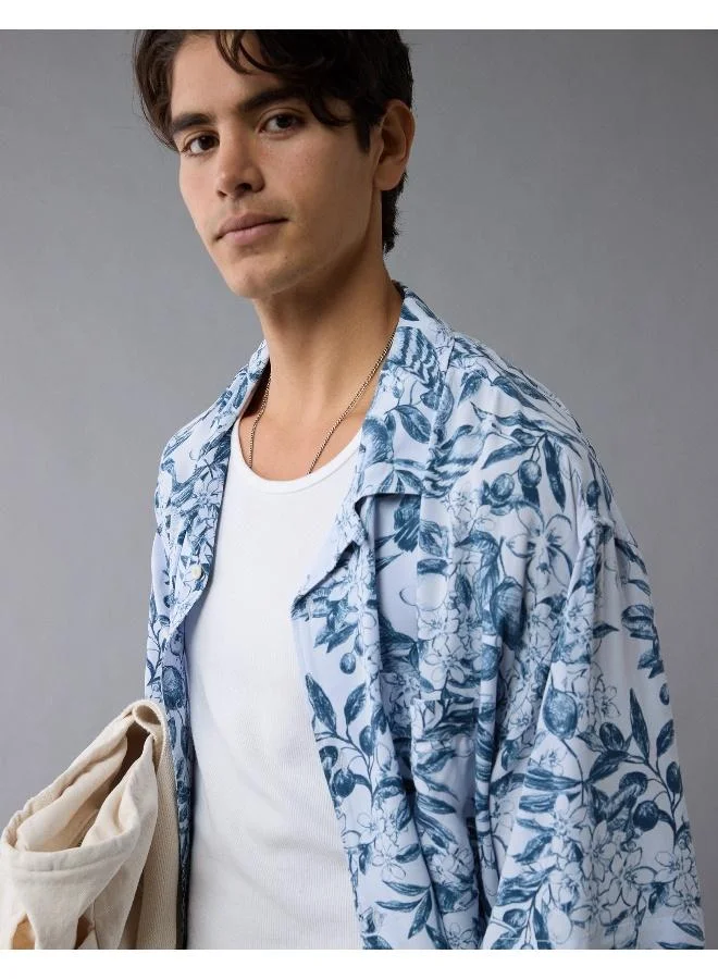 American Eagle AE Printed Button-Up Poolside Shirt