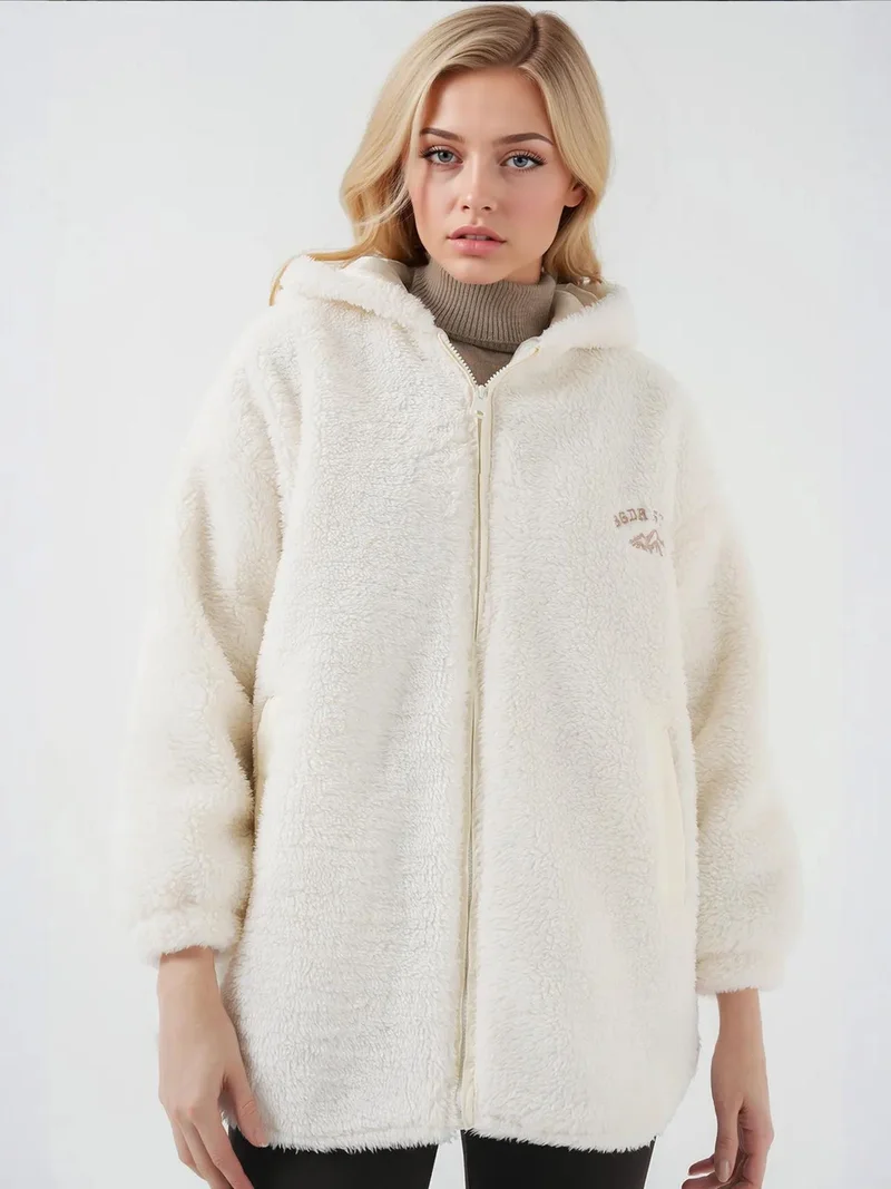 BIG DART BDART Oversized Hooded Faux Fur Coat