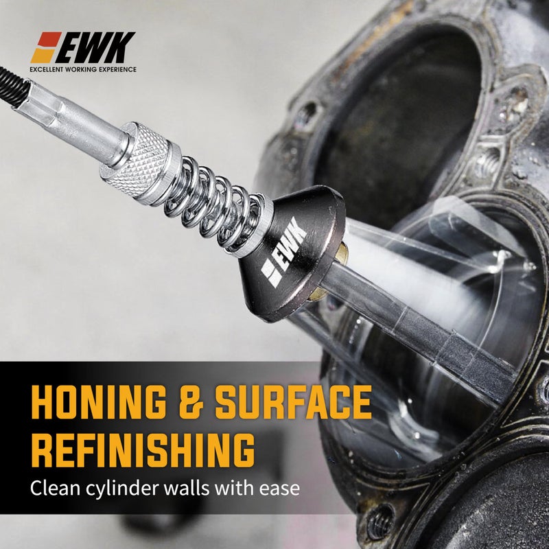 EWK 1-1/4 to 3-1/2 Inch Adjustable Engine Cylinder Hone Tool â€“ 3-Stone 220 Grit Steel Deglazer for Automotive & Motorcycle, 1/4â€³ Drive, Remove & Re-finish Cylinder Walls Safe, Smooth, Damage-Free - Image 3