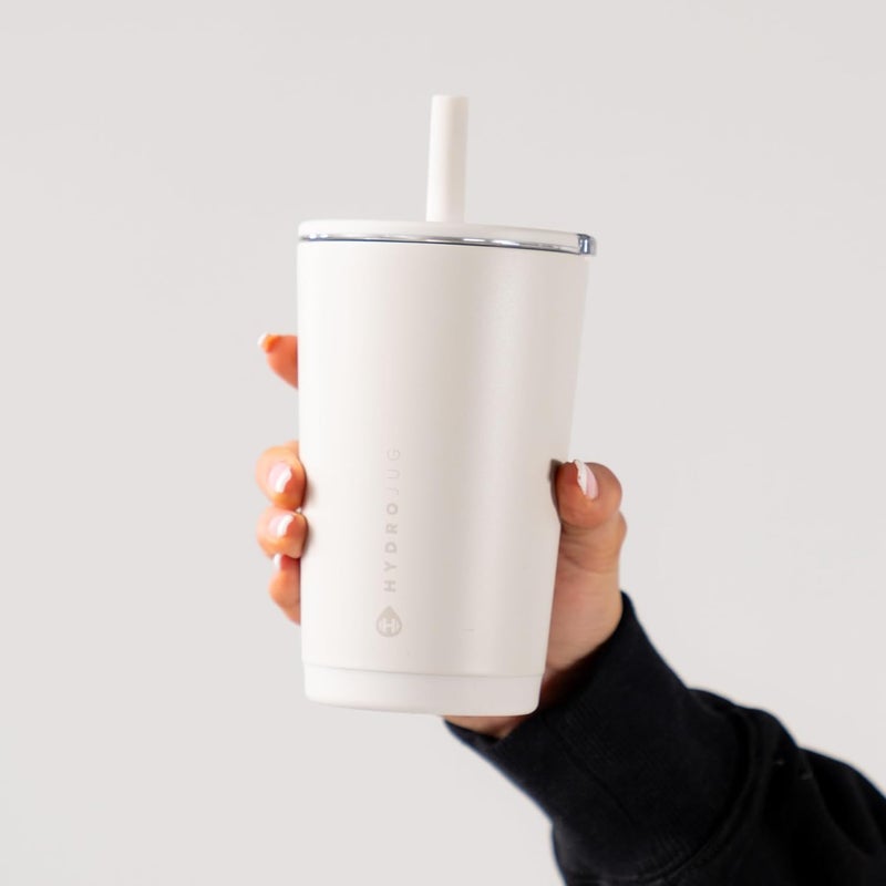 إبريق مائي HydroJug Everyday Tumbler 14 أوقية – كوب معزول مبطن بالسيراميك مع قشة وغطاء ناعم الملمس، مناسب لحامل الأكواب، عزل مزدوج الجدران بالتفريغ، كوب سفر قابل لإعادة الاستخدام – فهد بني - Image 5