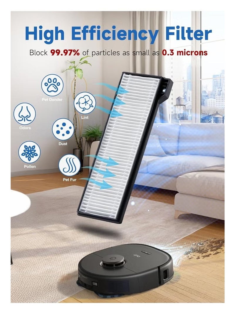 مجموعة من 20 ملحقًا بديلًا لمكنسة كهربائية روبوتية eufy X10 Pro Omni، فرشاة رئيسية واحدة، 6 فرش جانبية، 4 فلاتر قابلة للغسل، 4 قطع قماش ممسحة، 4 أكياس غبار، فرشاة تنظيف واحدة - Image 5