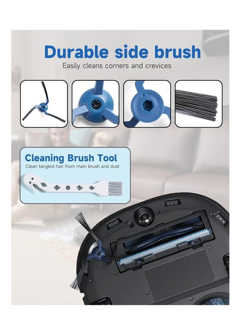 مجموعة من 20 ملحقًا بديلًا لمكنسة كهربائية روبوتية eufy X10 Pro Omni، فرشاة رئيسية واحدة، 6 فرش جانبية، 4 فلاتر قابلة للغسل، 4 قطع قماش ممسحة، 4 أكياس غبار، فرشاة تنظيف واحدة - Image 4