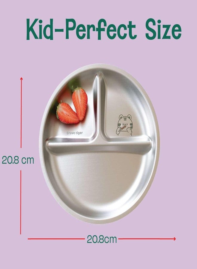 Basil Stainless Steel Plate for Kids - Kids Plates for Food with 3 Compartments - Dinner Plates for Baby - Unbreakable Dinner Plates - Ideal for Birthday, Return Gifting - BPA-Free - Wheel Tiger Plate - Image 5
