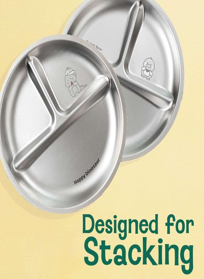 Basil Stainless Steel Plate for Kids - Kids Plates for Food with 3 Compartments - Dinner Plates for Baby - Unbreakable Dinner Plates - Ideal for Birthday, Return Gifting - BPA-Free - Wheel Tiger Plate - Image 4
