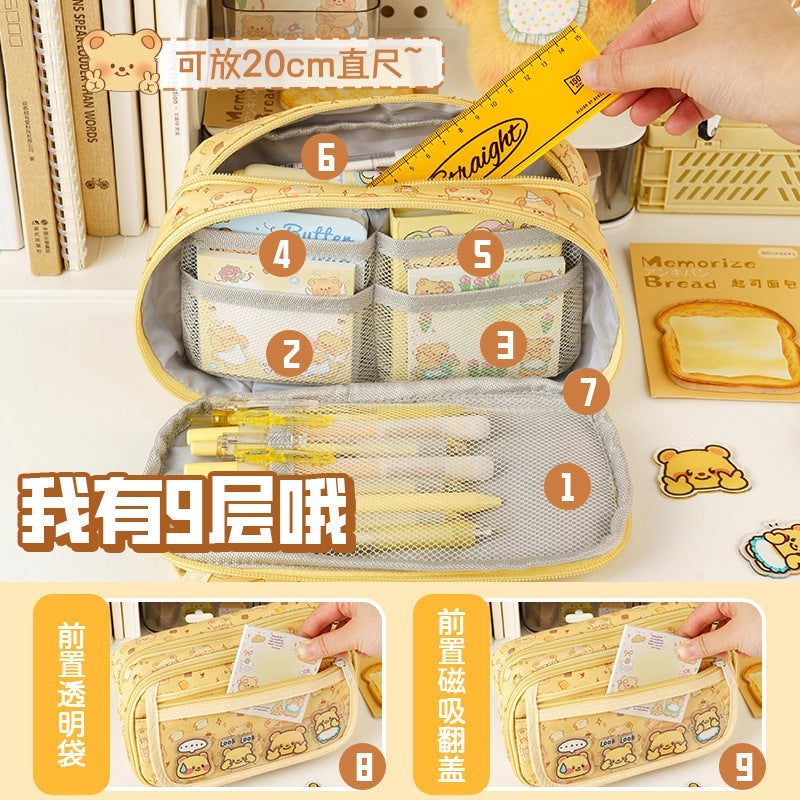 Milk Butter Bear Large-Capacity Pencil Bag Niche Ins Style Stain-Resistant Student Stationery Bag Pencil Bag Pencil Case - Image 3