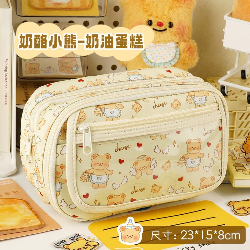 Milk Butter Bear Large-Capacity Pencil Bag Niche Ins Style Stain-Resistant Student Stationery Bag Pencil Bag Pencil Case - Image 1