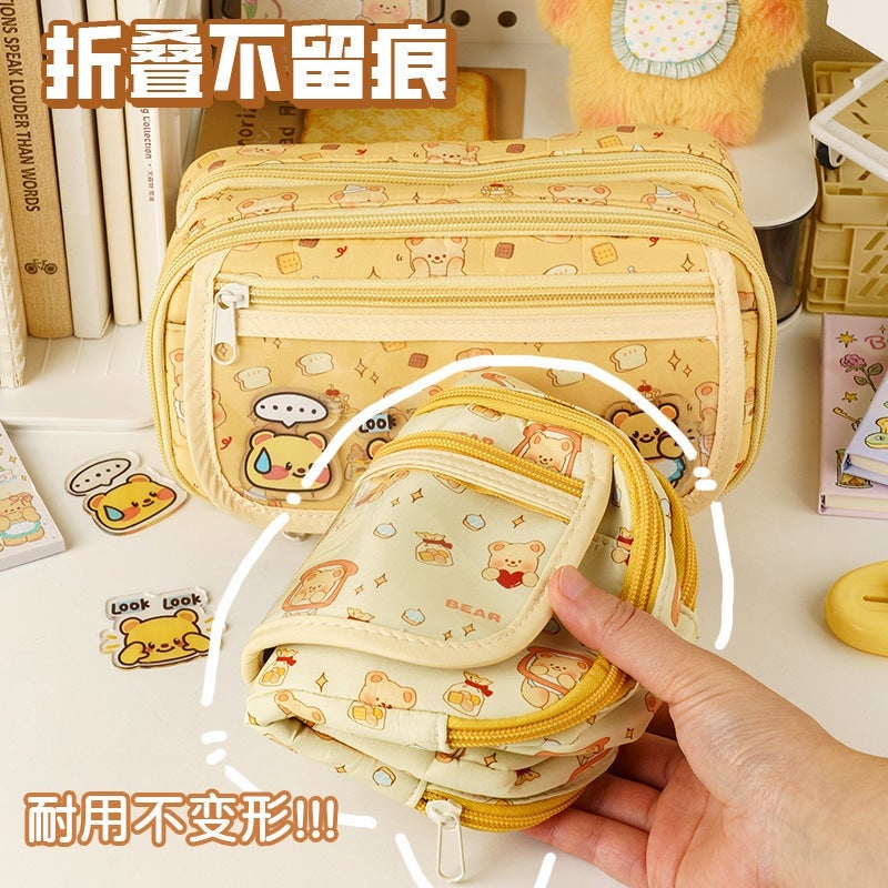 Milk Butter Bear Large-Capacity Pencil Bag Niche Ins Style Stain-Resistant Student Stationery Bag Pencil Bag Pencil Case - Image 5