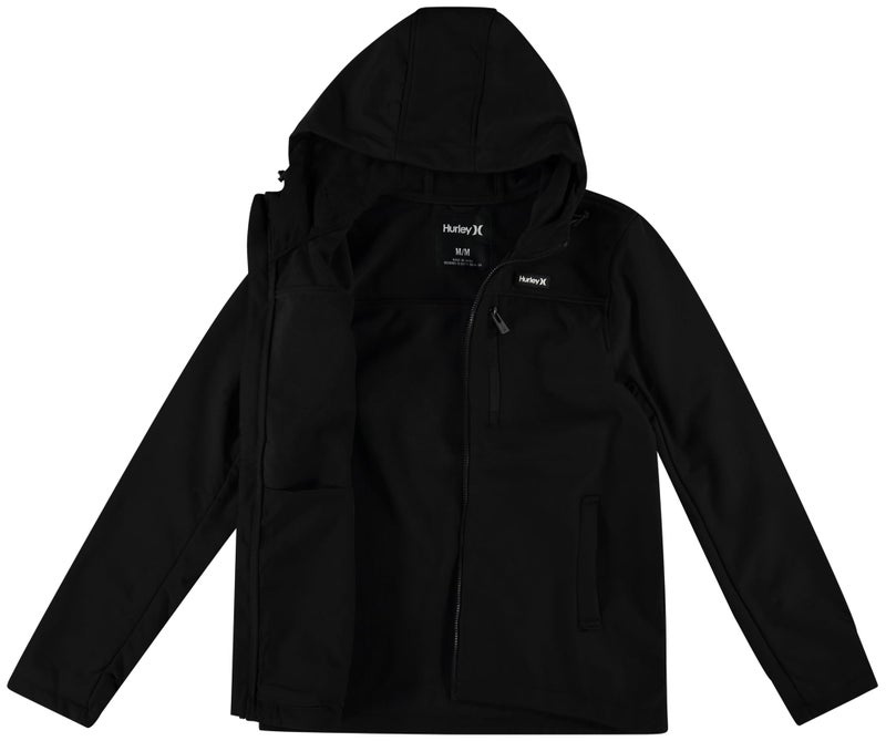 Hurley Mens Soft Shell Micro Fleece Jacket - Water Resistant Performance Stretch Woven Lightweight Jacket for Men (Size S-XL), Size Medium, Black - Image 4