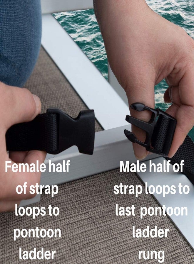EZ-Xtend Pontoon Ladder Pull Up Strap Using Quick Release Buckle System - Made with Heavy Duty 4500 LB Breaking Strength 1" Black Polyester Webbing, 250 LB Quick Release Buckle, and Lifetime Thread - Image 5