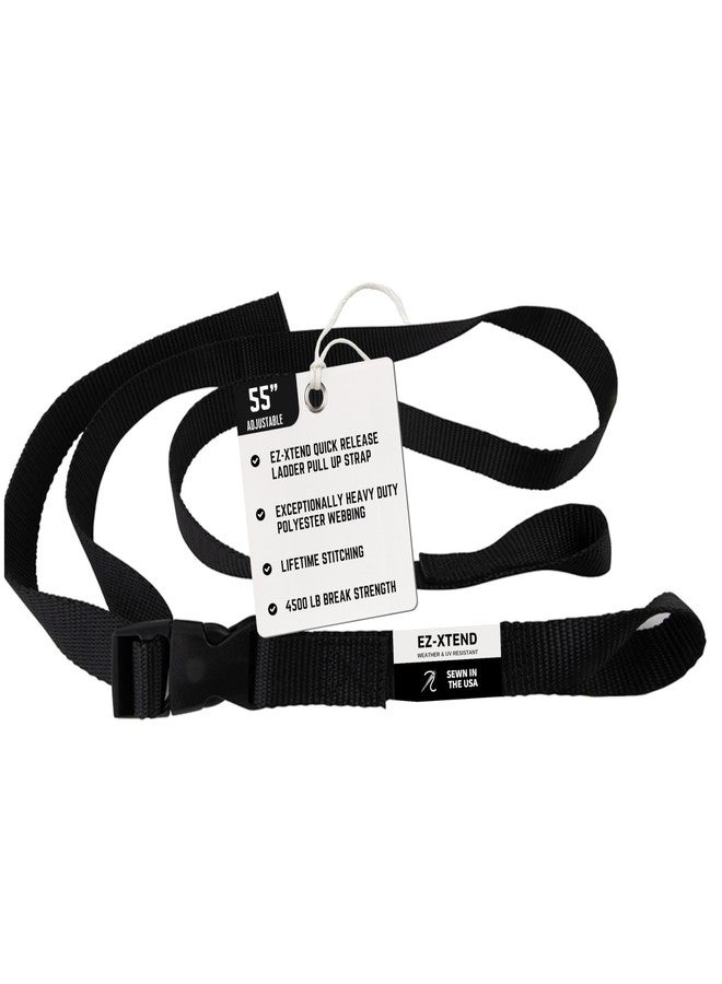 EZ-Xtend Pontoon Ladder Pull Up Strap Using Quick Release Buckle System - Made with Heavy Duty 4500 LB Breaking Strength 1" Black Polyester Webbing, 250 LB Quick Release Buckle, and Lifetime Thread - Image 1