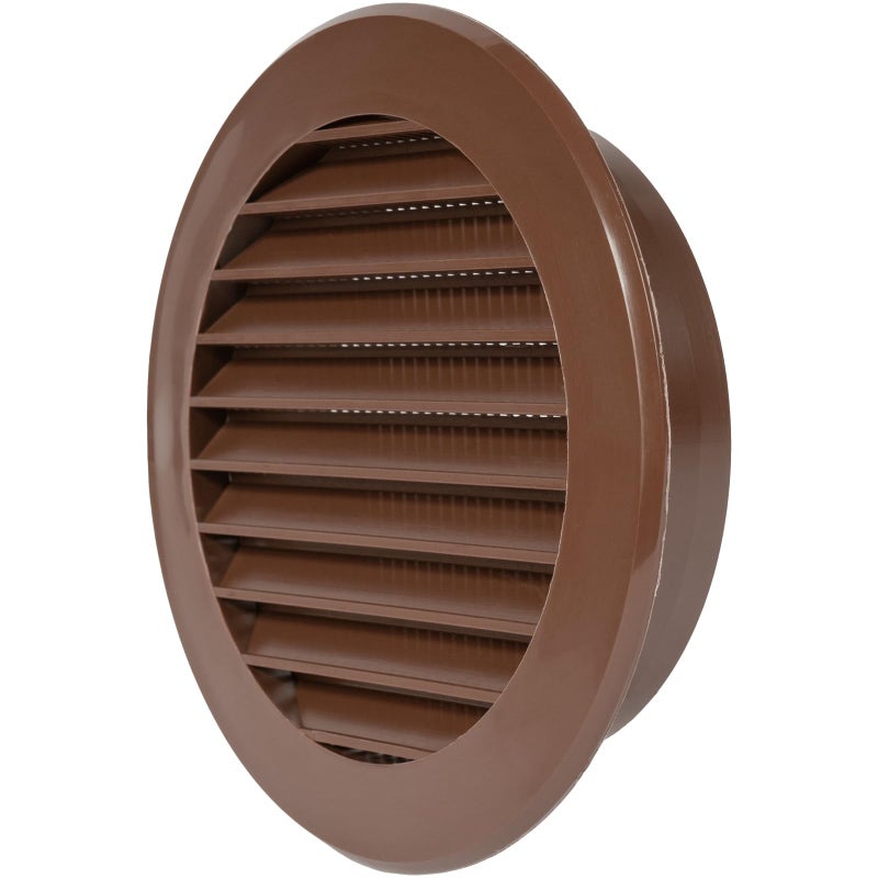 REPA MARKET Repa Market 4 Inch Plastic Brown  Round Soffit Vent Cover With Flange  Air Vent Louver  Protective Screen Mesh  HVAC Ventilation 