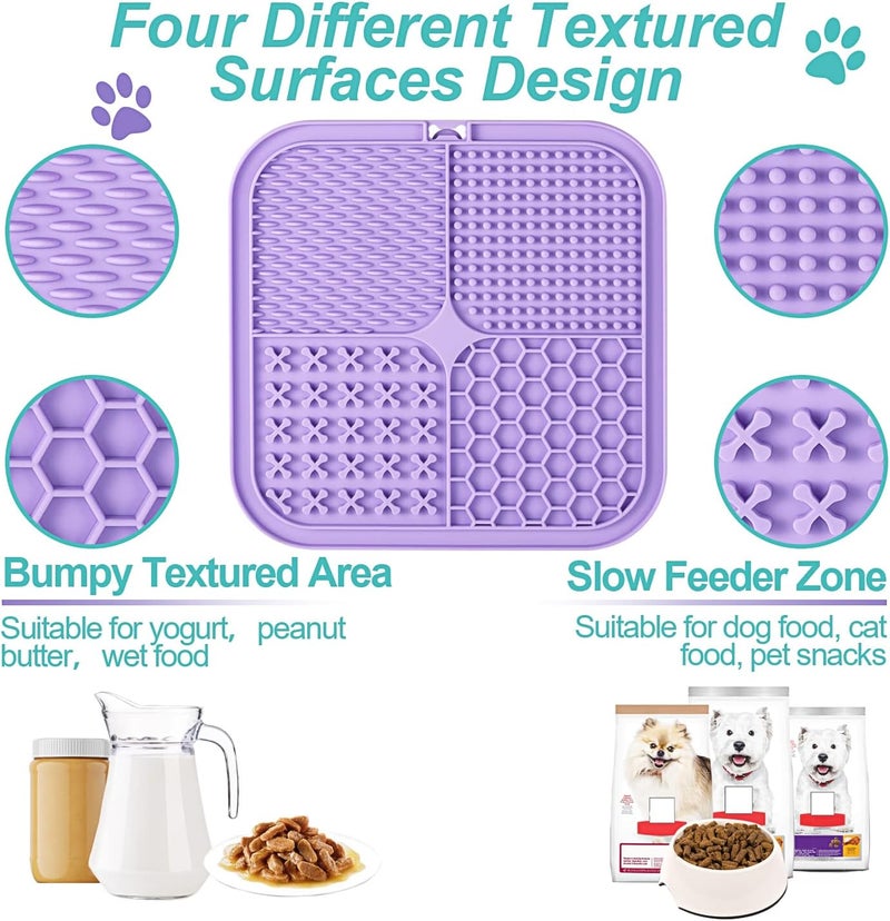 LUKITO 3PCS Licking Mat for Dogs & Cats with Suction Cups, Dog Peanut Butter Lick Pads for Anxiety Relief & Boredom Reducer, Slow Feeder Dog Bowls, Perfect for Bathing, Grooming and Training - Image 5