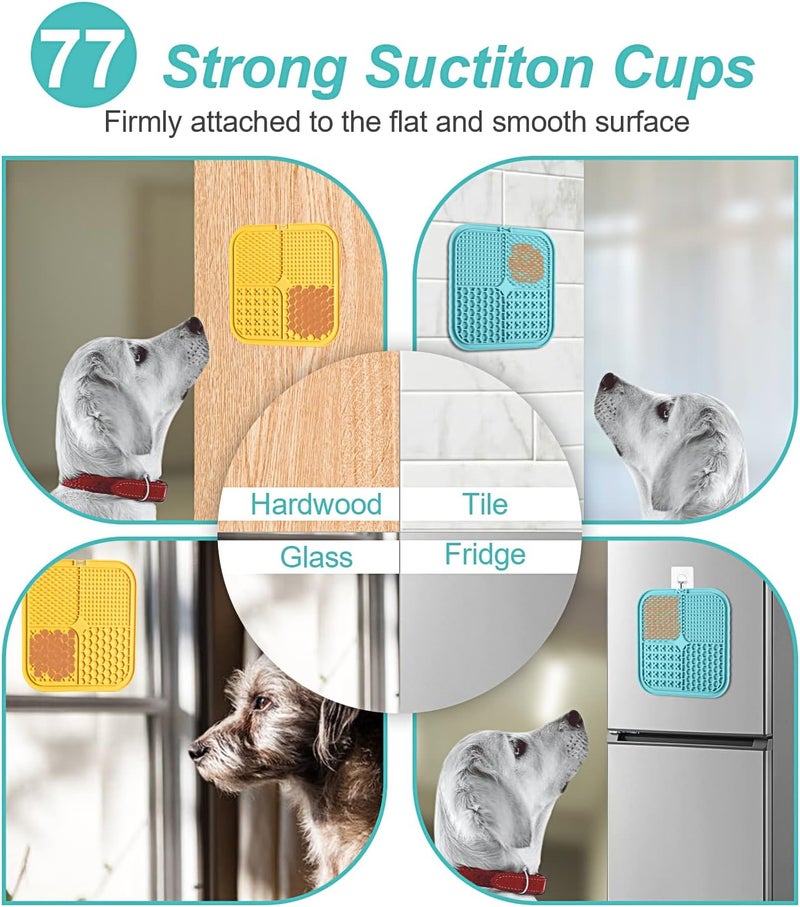 LUKITO 3PCS Licking Mat for Dogs & Cats with Suction Cups, Dog Peanut Butter Lick Pads for Anxiety Relief & Boredom Reducer, Slow Feeder Dog Bowls, Perfect for Bathing, Grooming and Training - Image 2