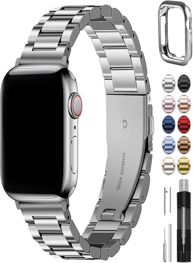 Next Next Store Stainless Steel Metal Band + Watch Case Compatible with iWatch 49mm, Models 1 to 9 and Ultra/Ultra 2/SE.