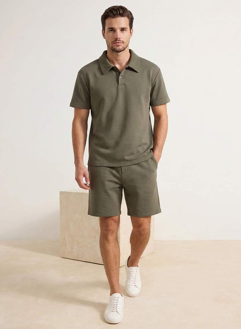 trendyol Khaki Loose Fit Polo Neck Thick Tracksuit Set Tmnss26Em00001 - Image 2