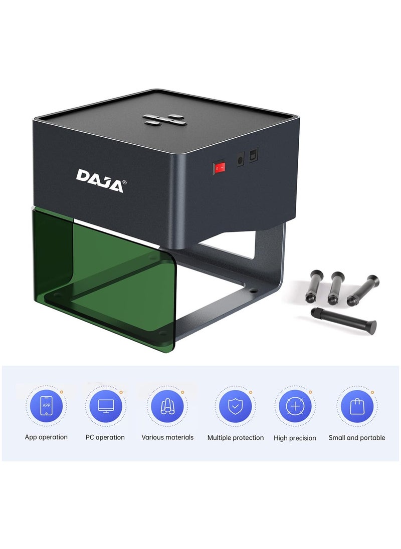 Starwell DAJA DJ6 Laser Engraver DIY Marking Portable Engraving Machine for DIY Handcraft Logo Mark Printer 80x80mm Carving Area with 4PCS Raised Columns + Goggles Support Wireless Mobile Connection Wood