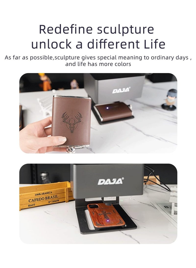 Starwell DAJA DJ6 Laser Engraver DIY Marking Portable Engraving Machine for DIY Handcraft Logo Mark Printer 80x80mm Carving Area with 4PCS Raised Columns + Goggles Support Wireless Mobile Connection Wood
