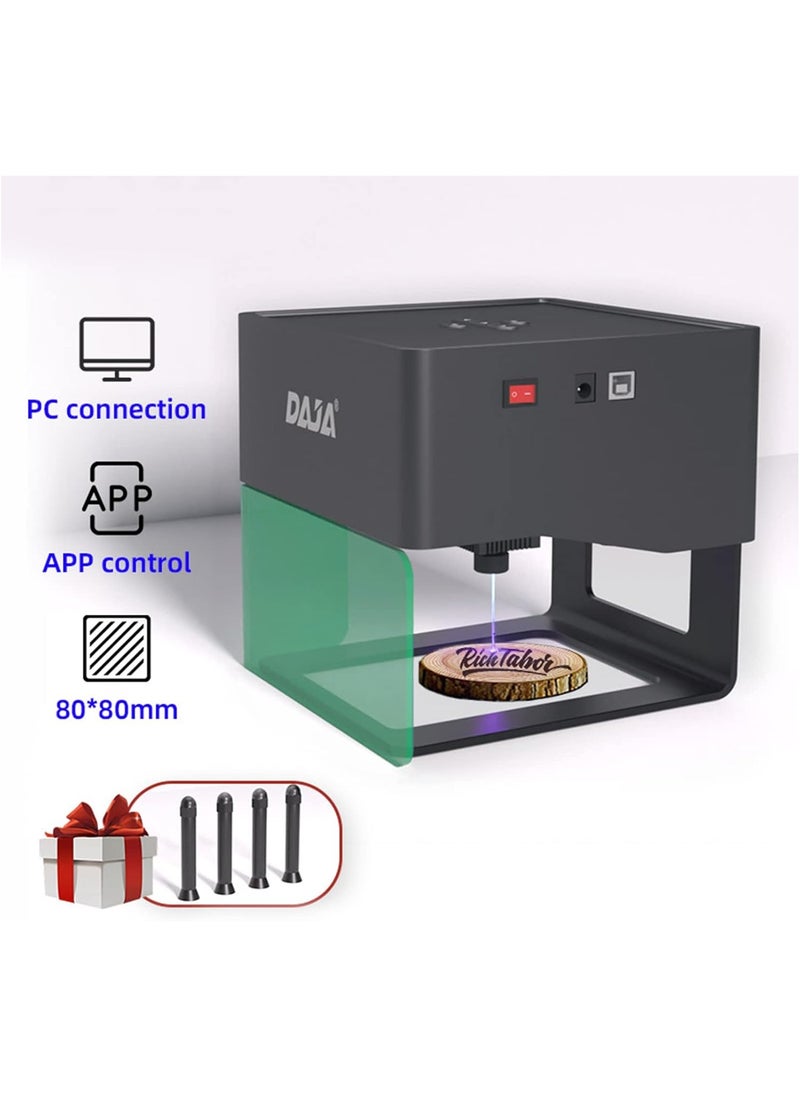 Starwell DAJA DJ6 Laser Engraver DIY Marking Portable Engraving Machine for DIY Handcraft Logo Mark Printer 80x80mm Carving Area with 4PCS Raised Columns + Goggles Support Wireless Mobile Connection Wood