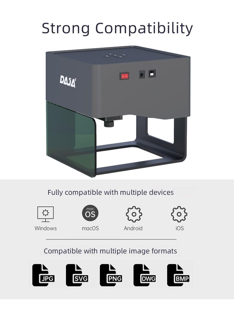 Starwell DAJA DJ6 Laser Engraver DIY Marking Portable Engraving Machine for DIY Handcraft Logo Mark Printer 80x80mm Carving Area with 4PCS Raised Columns + Goggles Support Wireless Mobile Connection Wood