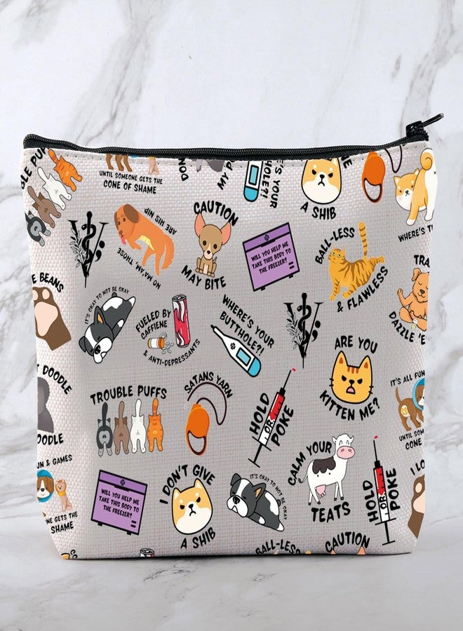 MNIGIU Funny Vet Med Cosmetic Bag Vet Tech Gift Animal Lover Gift Vet Meme Makeup Bag Veterinarian Gift - Image 3